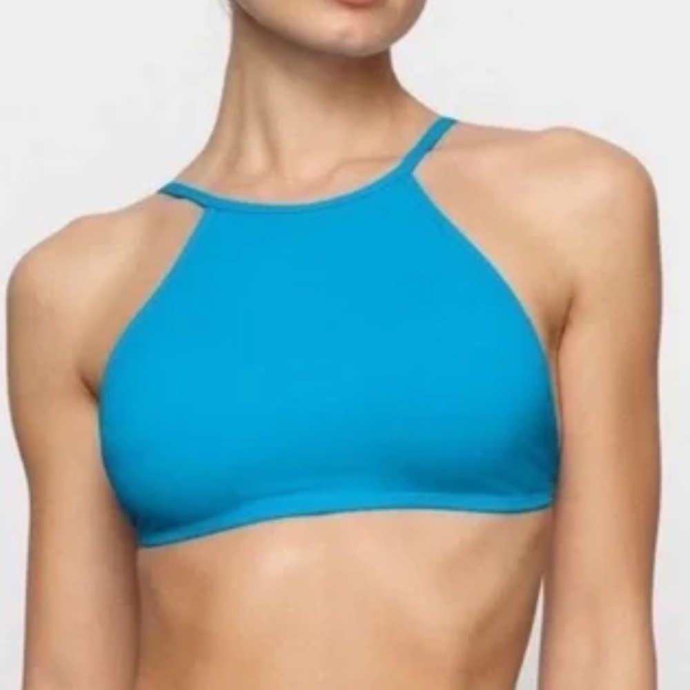 SKIMS Halter Bikini Top in Turquoise Size XS